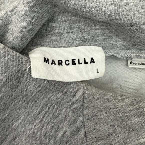 Marcella Geneva Sweatshirt Size L Hoodie Melange Gray Tulip Hem Thumbhole Cotton - Picture 8 of 11